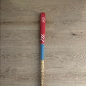 Red and Blue Marucci wood Baseball Bat